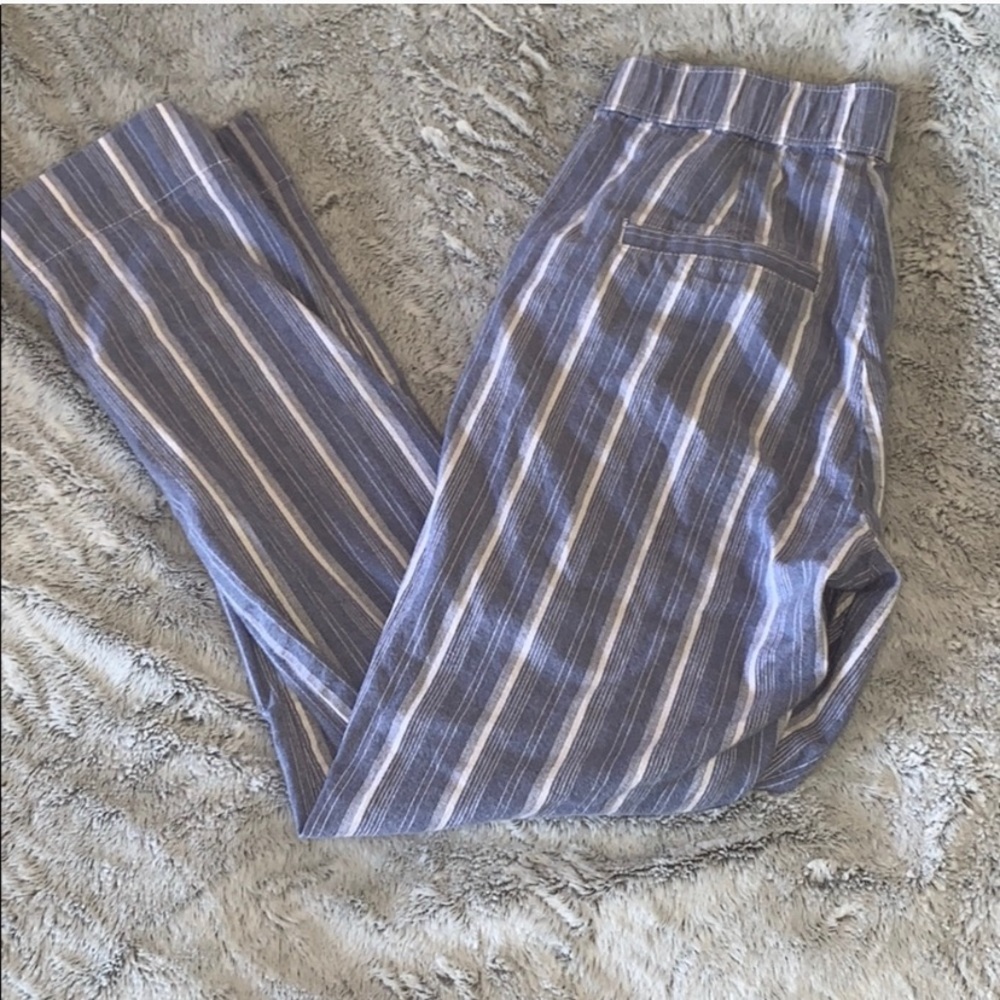 High Waisted Striped Linen Pants